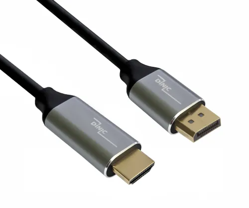 DINIC Premium Displayport auf HDMI Kabel, 4K@60Hz, 3D, HDR, 1x DP auf 1x HDMI Stecker, Box, 1m